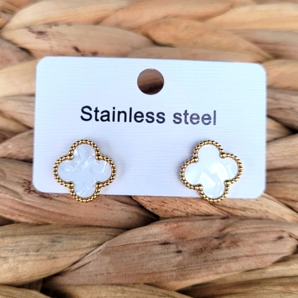 Jewelry - *HOST PICK * New White Designer Stainless Steel Earrings